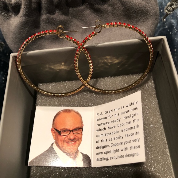 RJ Graziano 2” Red Crystal Hoops - Picture 8 of 8